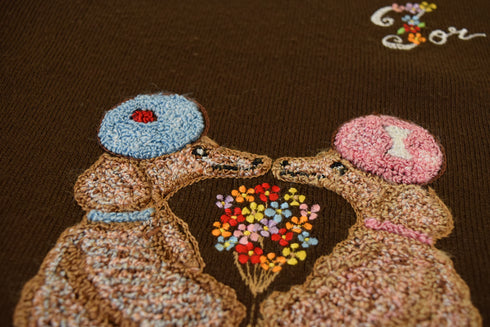 Brown Poodle Novelty Sweater - Medium